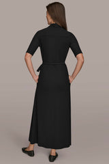 Donna Karan | THE MODERN TRAVEL ELBOW-SLEEVE MIDI WRAP DRESS
