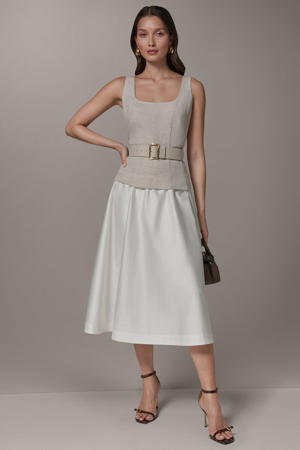 Donna Karan | SLEEVELESS MIDI FIT AND FLARE DRESS