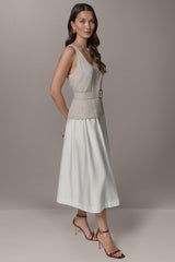Donna Karan | SLEEVELESS MIDI FIT AND FLARE DRESS
