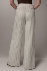 Donna Karan | MID-RISE PINSTRIPE PLEATED WIDE-LEG PANT