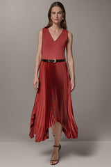 Donna Karan | SLEEVELESS MIDI MIXED MEDIA DRESS