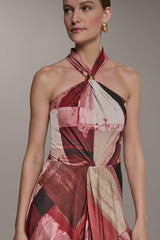 Donna Karan | SLEEVELESS MIDI HALTER DRESS