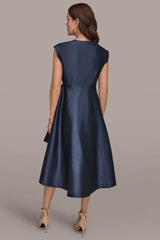 Donna Karan | SLEEVELESS PLEATED MIDI WRAP DRESS