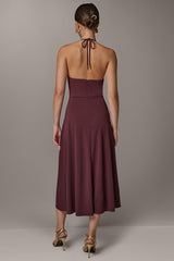 Donna Karan | SLEEVELESS COWL NECK MIDI HALTER DRESS