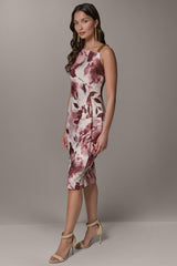 Donna Karan | SLEEVELESS ASYMMETRIC FLORAL MIDI SHEATH DRESS