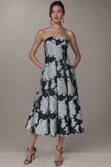 Donna Karan | STRAPLESS MIDI FIT AND FLARE DRESS