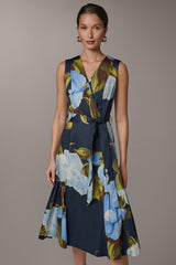 Donna Karan | SLEEVELESS WRAP-EFFECT MIDI DRESS
