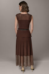 Donna Karan | SLEEVELESS COWL NECK MIDI SWEATER DRESS