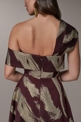 Donna Karan | ONE SHOULDER METALLIC BRUSHTROKE GOWN