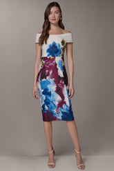 Donna Karan | OFF THE SHOULDER MIDI SHEATH DRESS