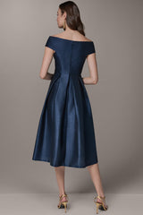 Donna Karan | OFF THE SHOULDER MIDI FIT AND FLARE DRESS