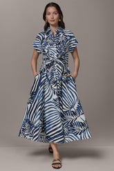 Donna Karan | SHORT SLEEVE TIE FRONT MAXI SHIRT DRESS