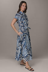 Donna Karan | SHORT SLEEVE TIE FRONT MAXI SHIRT DRESS