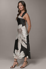 Donna Karan | SLEEVELESS ASYMMETRIC MIDI HALTER DRESS