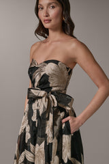 Donna Karan | STRAPLESS SWEETHEART METALLIC FLORAL BALL GOWN