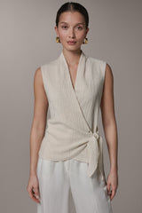 Donna Karan | WRAP-EFFECT CRINKLE TOP