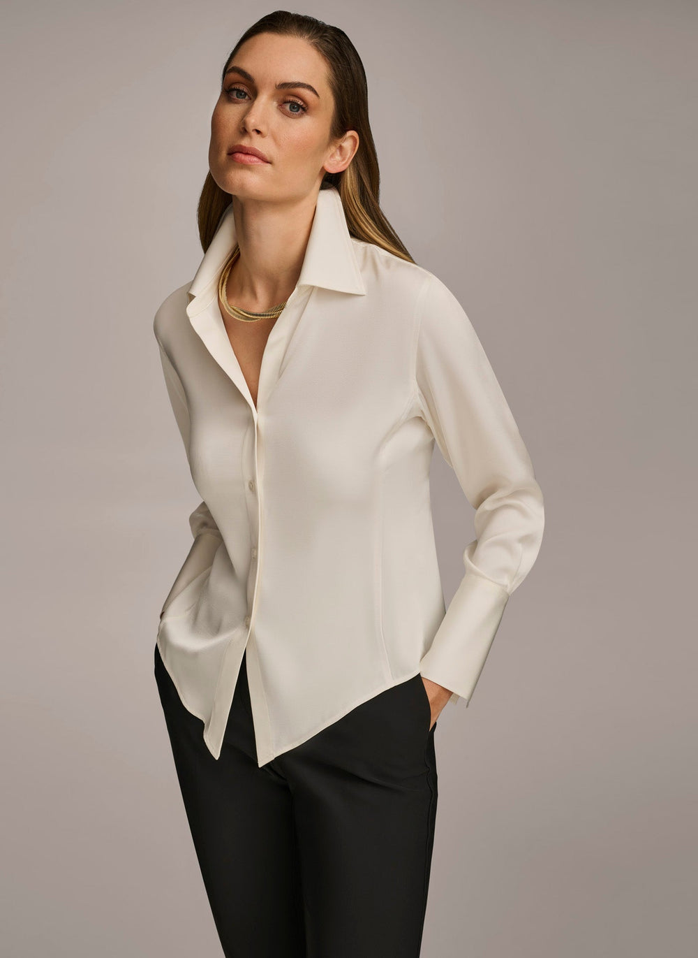Donna Karan | COLLARED BUTTON DOWN BLOUSE