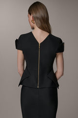 Donna Karan | SHORT SLEEVE PEPLUM TOP