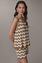 Donna Karan | SLEEVELESS POINTELLE STRIPE SWEATER
