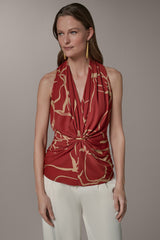 Donna Karan | RUCHED V-NECK TOP