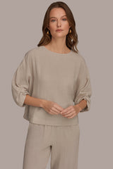 Donna Karan | 3/4 SLEEVE TWIST CUFF BLOUSE