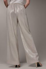 Donna Karan | HIGH-RISE METALLIC PINSTRIPE WIDE-LEG PANT