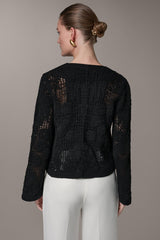 Donna Karan | BELL SLEEVE FLORAL CROCHET JACKET