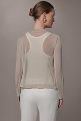 Donna Karan | CHIFFON PANELED ONE BUTTON JACKET