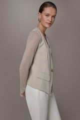 Donna Karan | CHIFFON PANELED ONE BUTTON JACKET