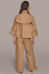 Donna Karan | 3/4-SLEEVE COTTON GABARDINE SWING JACKET