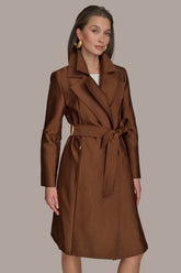 Donna Karan | DOUBLE COLLAR SATIN TRENCH COAT