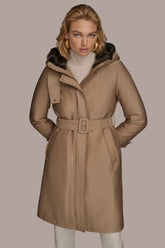 Donna Karan | FAUX FUR TRIM LINED RAIN COAT