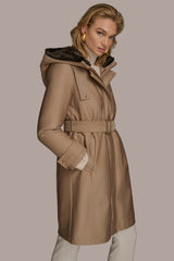 Donna Karan | FAUX FUR TRIM LINED RAIN COAT