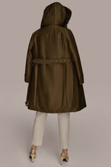 Donna Karan | FAUX FUR TRIM LINED RAIN COAT