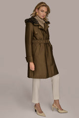 Donna Karan | FAUX FUR TRIM LINED RAIN COAT