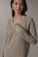 Donna Karan | LONG SLEEVE POINTELLE SWEATER