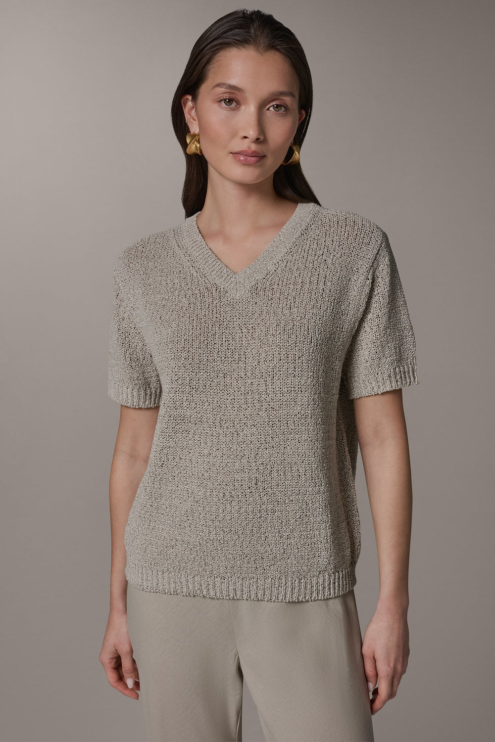 Donna Karan | SHORT SLEEVE MÉLANGE EASY SWEATER
