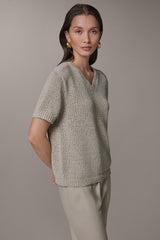 Donna Karan | SHORT SLEEVE MÉLANGE EASY SWEATER