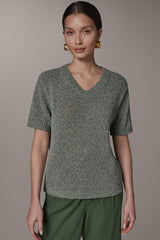Donna Karan | SHORT SLEEVE MÉLANGE EASY SWEATER