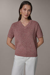 Donna Karan | SHORT SLEEVE MÉLANGE EASY SWEATER