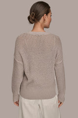 Donna Karan | LONG SLEEVE OPEN STITCH SWEATER