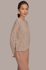 Donna Karan | METALLIC LONG SLEEVE SWEATER