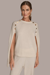 Donna Karan | CAPE-EFFECT BUTTON SWEATER