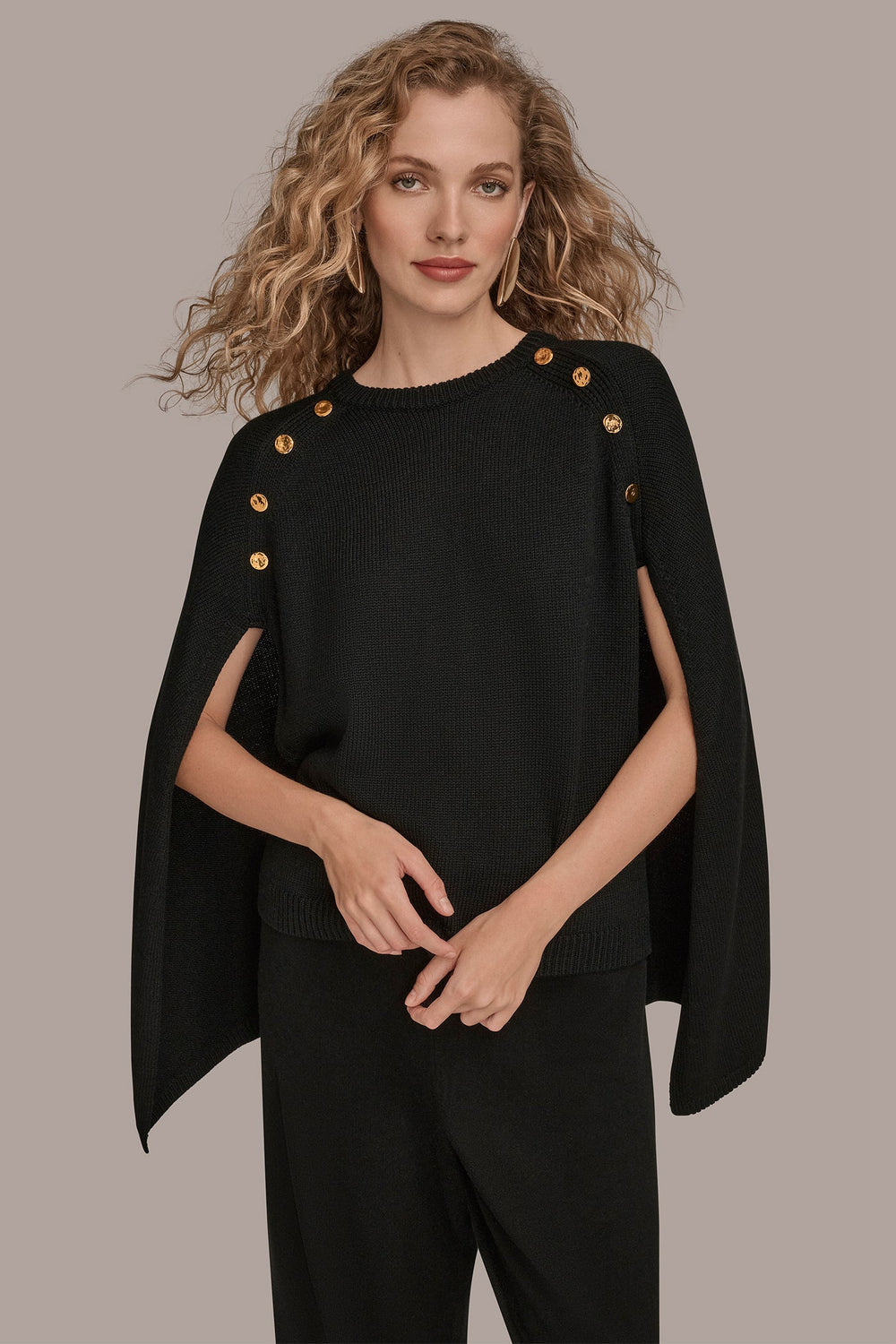 Donna Karan | CAPE-EFFECT BUTTON SWEATER