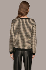 Donna Karan | METALLIC TWO-TONE CABLE-KNIT SWEATER