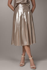 Donna Karan | METALLIC MIDI A-LINE SKIRT