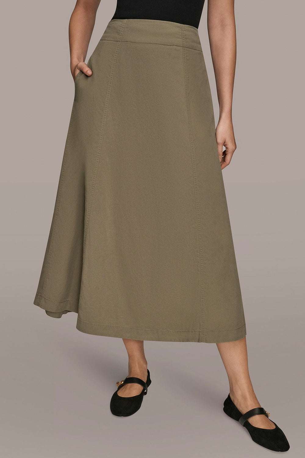 Donna Karan | BRUSHED MIDI PANEL TRUMPET SKIRT