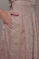 Donna Karan | FLORAL EMBROIDERED PLEATED A-LINE SKIRT