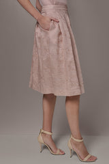 Donna Karan | FLORAL EMBROIDERED PLEATED A-LINE SKIRT