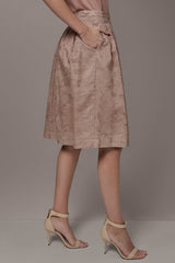 Donna Karan | FLORAL EMBROIDERED PLEATED A-LINE SKIRT